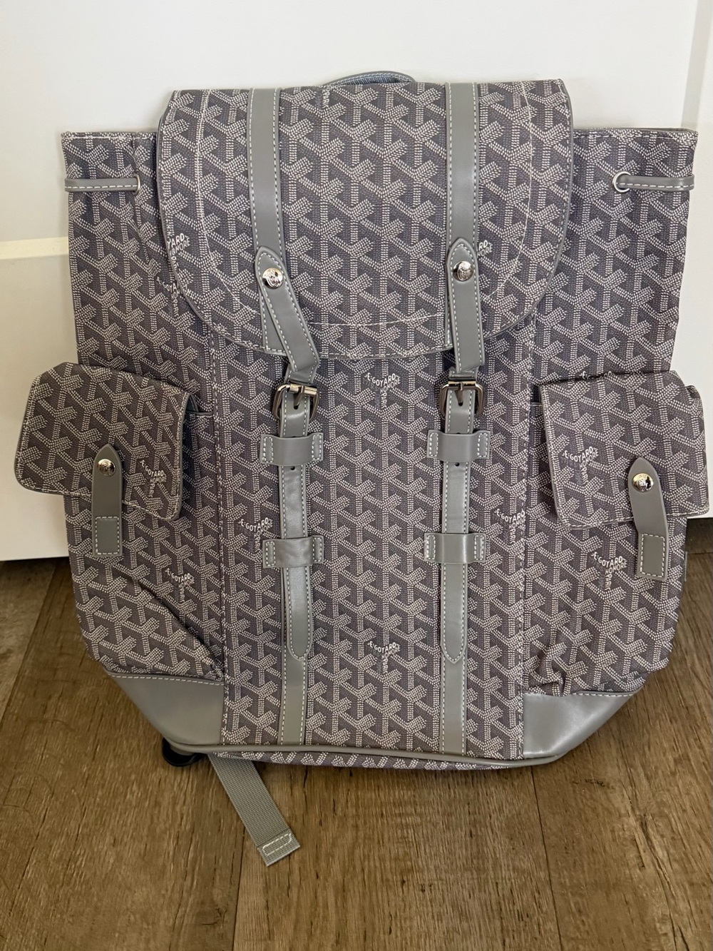 Designer Gray Patterned Men's Backpack - Picture 2 of 4